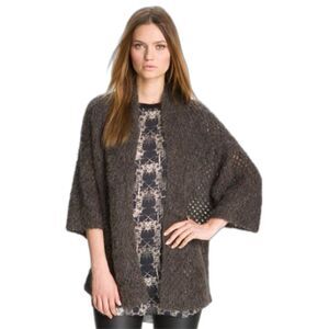 Theyskens' Theory Kein Yasi Alpaca and Silk Open Front Cardigan Sweater  S NWOT